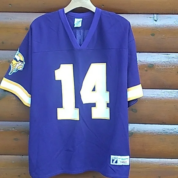 🏈 Vikings JERSEY  #14 Brad Johnson Vintage FootBall Sz Large Minnesota EPLVC - Picture 2 of 15